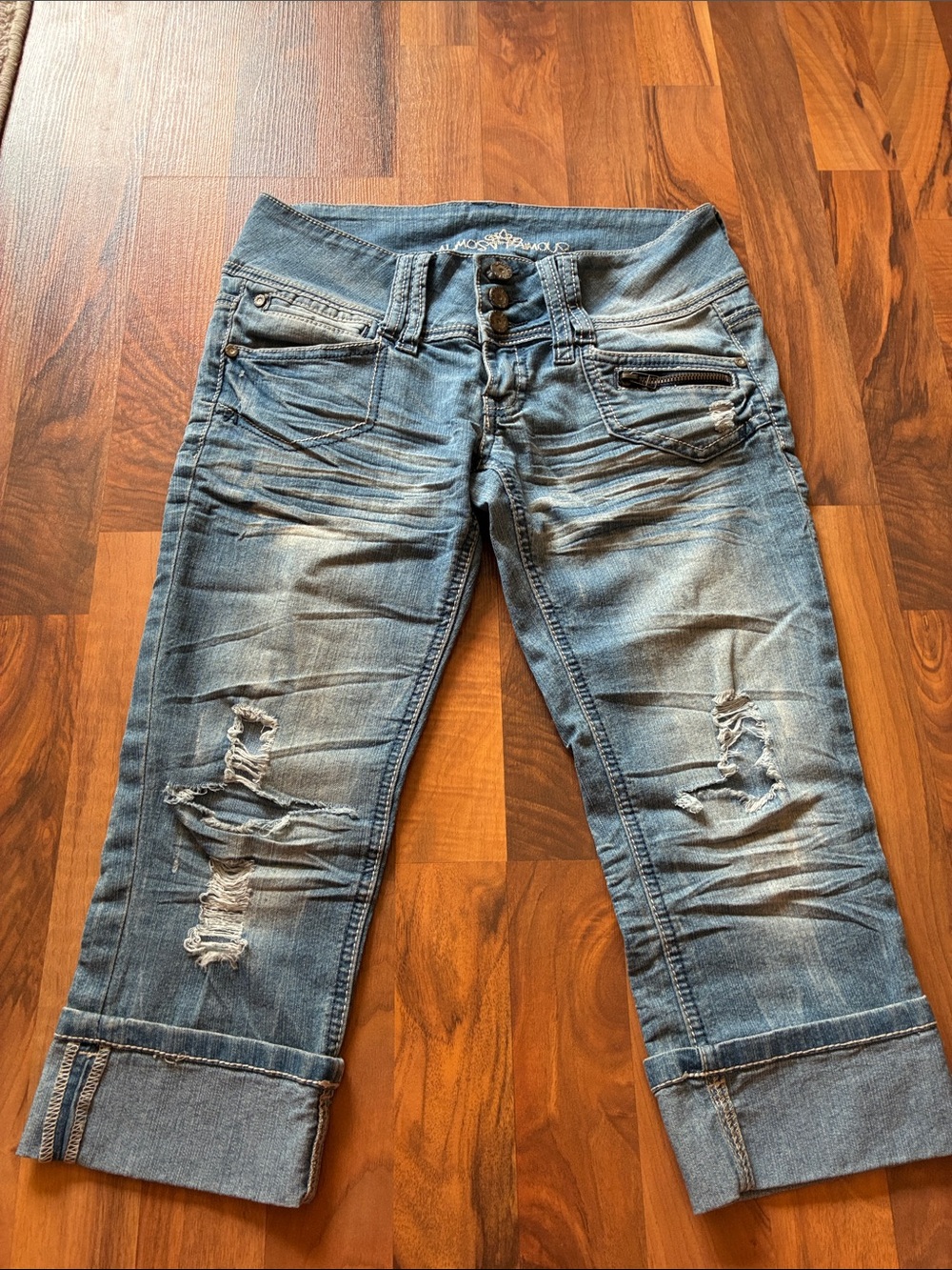 Almost Famous Distressed Blue Cropped Jeans